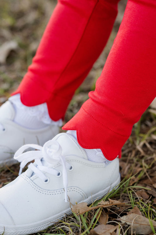 Red Scallop Leggings