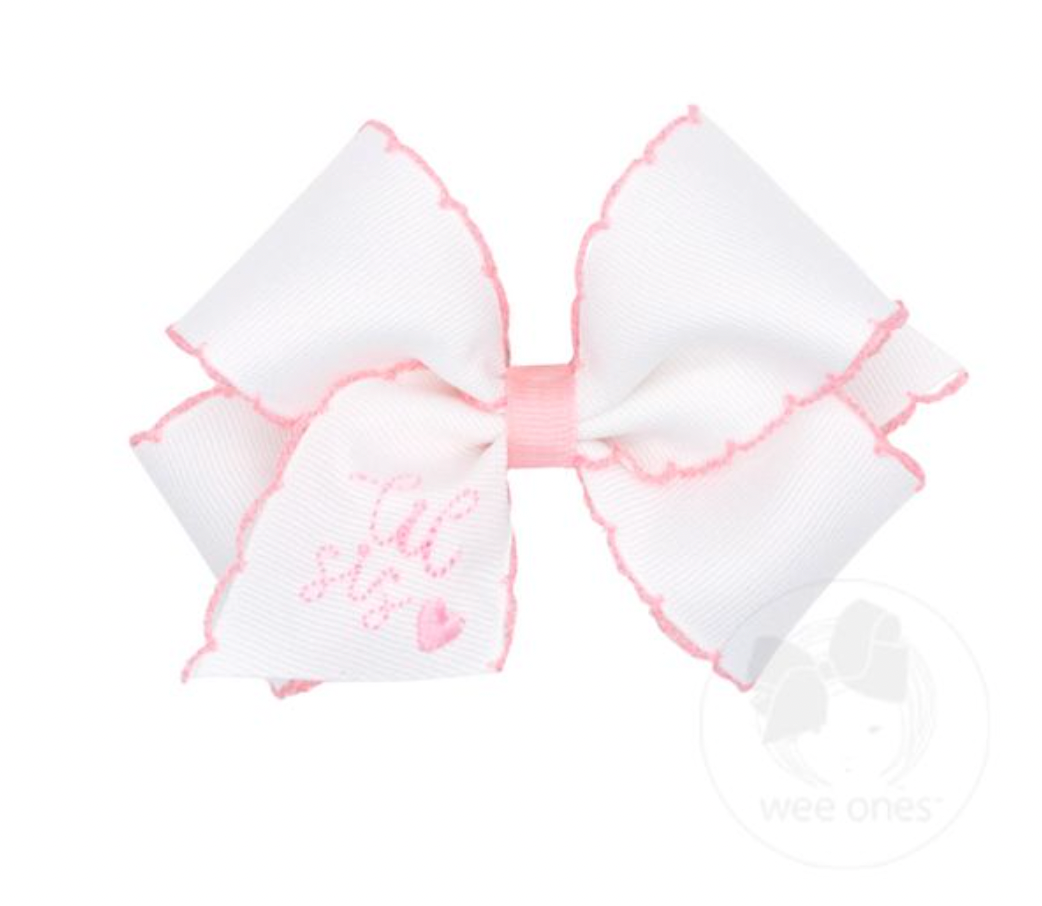 Lil Sis Bow- Pink and White