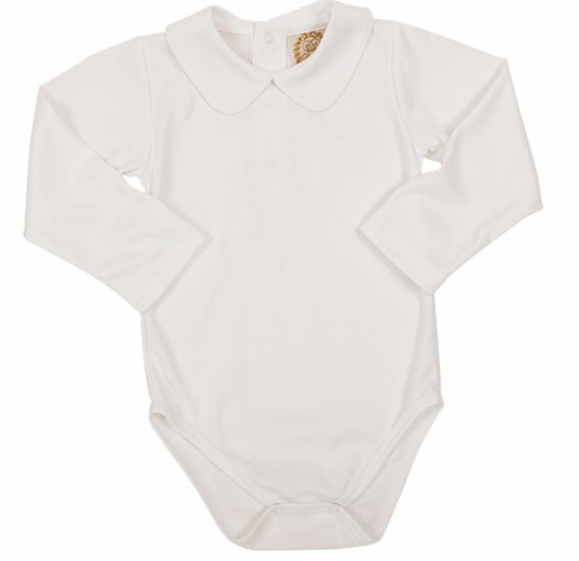 Peter Pan Collar LS Onesie- Worth Ave White