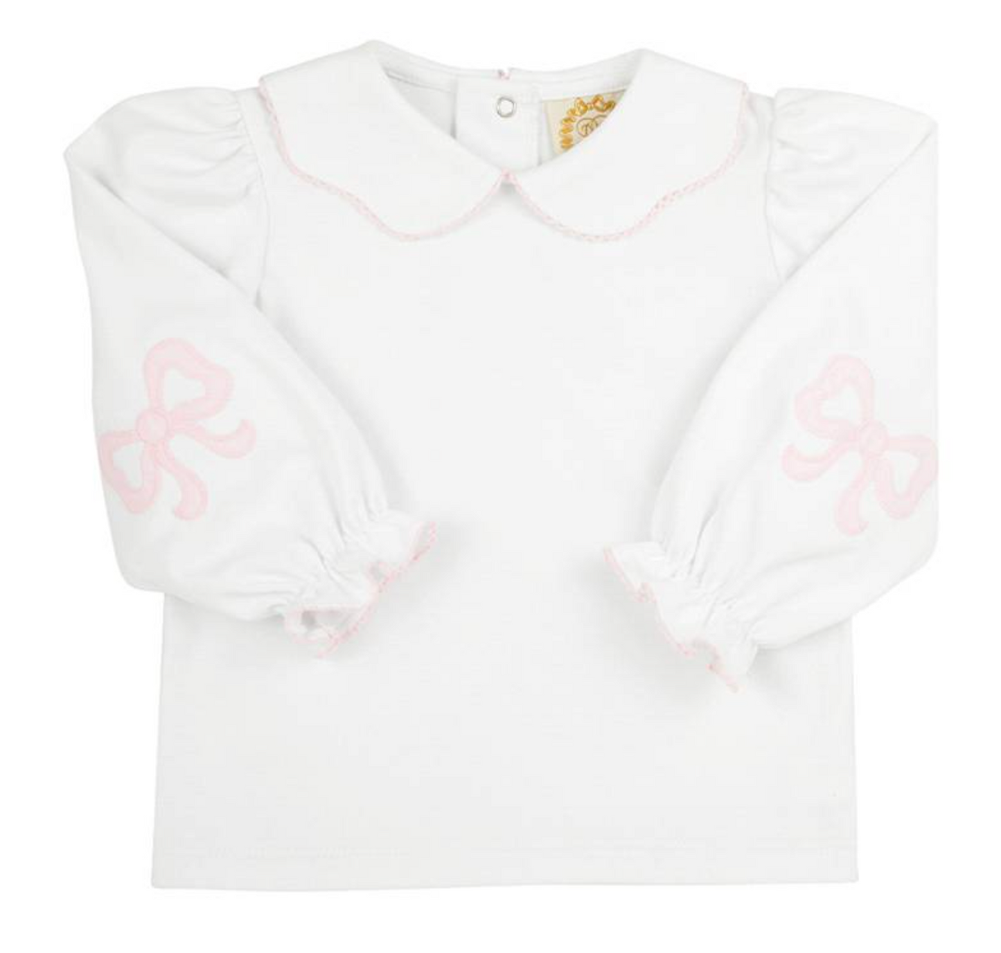 Emma's Elbow Patch Top & Onesie- Worth Ave White with Palm Beach Pink
