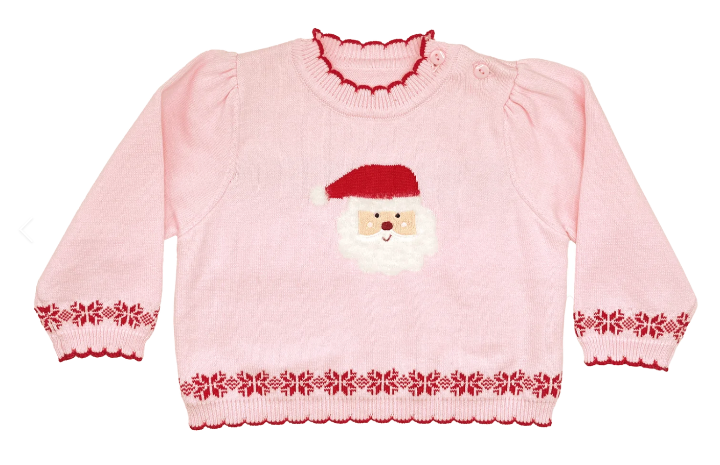 Fuzzy Santa Lightweight Knit Sweater- Pink