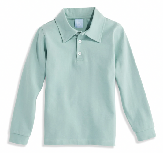 Long Sleeve Jersey Polo Tee- Alys Green