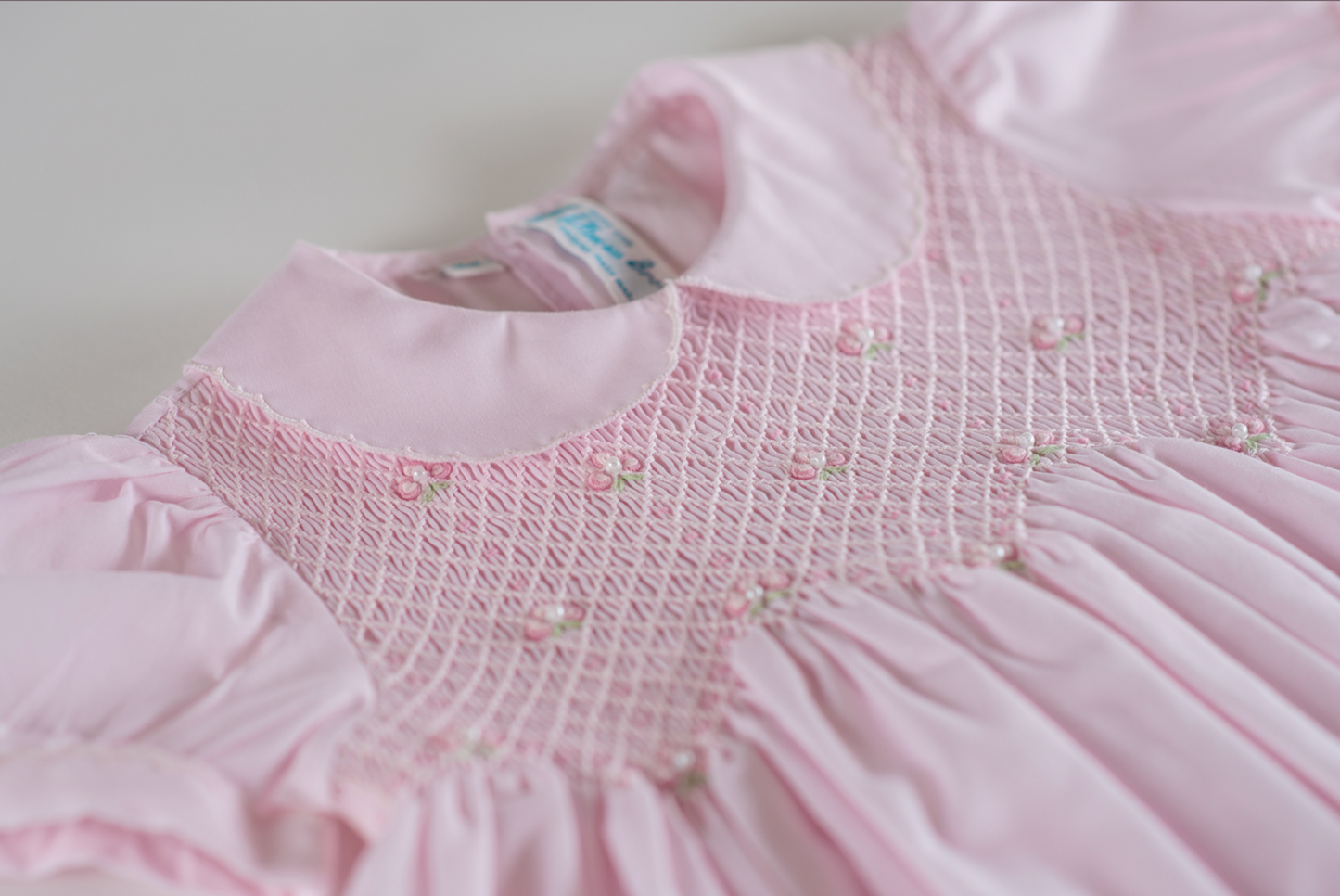 Smocked Dress with Pearls