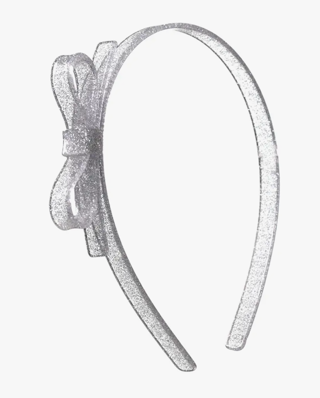Glitter Silver Thin Bow Headband