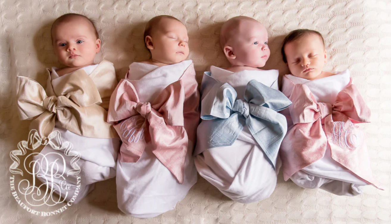 Silk Bow Swaddle- Sea Blue
