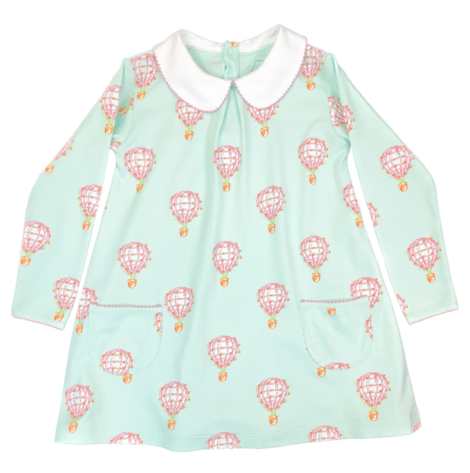 Twirling Pocket Dress- Pink Hot Air Balloons