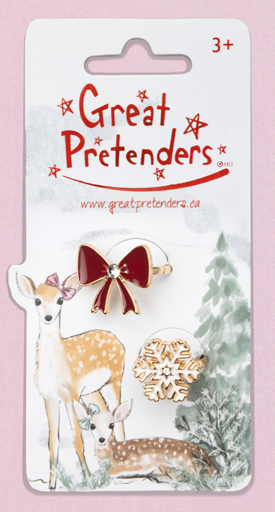 Holiday Bow & Snowflake Ring Set