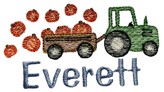 Farm Tractor with Pumpkins Monogram