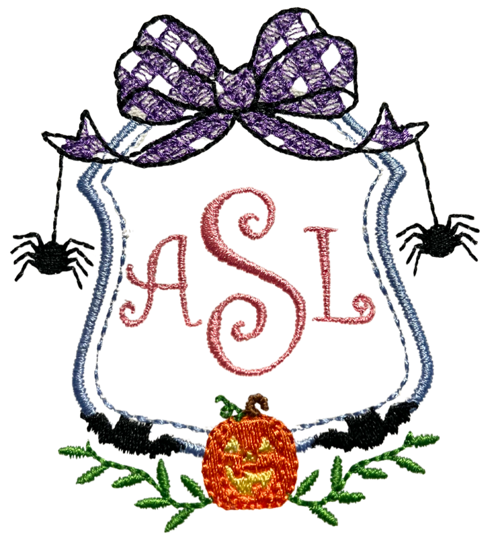 Gingham Jack-O-Lantern Monogram