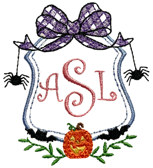 Gingham Jack-O-Lantern Monogram