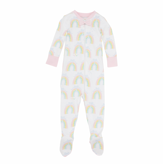 Noelles Night Night Footed - Raine Bows/Palm Beach Pink