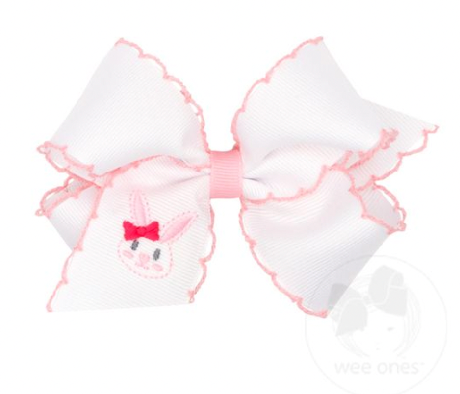 Bunny Embroidered Moonstitch Bow