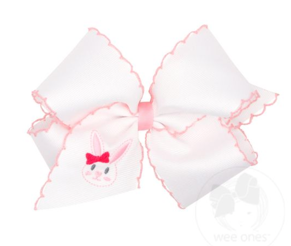 Bunny Embroidered Moonstitch Bow