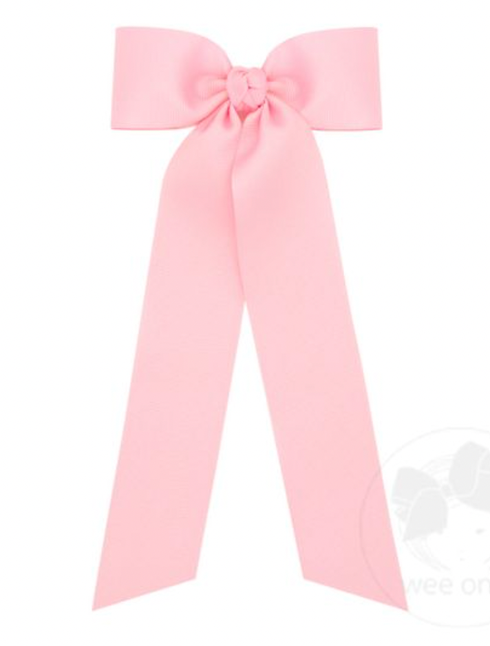 Light Pink Hair Bowtie with Knot Streamer