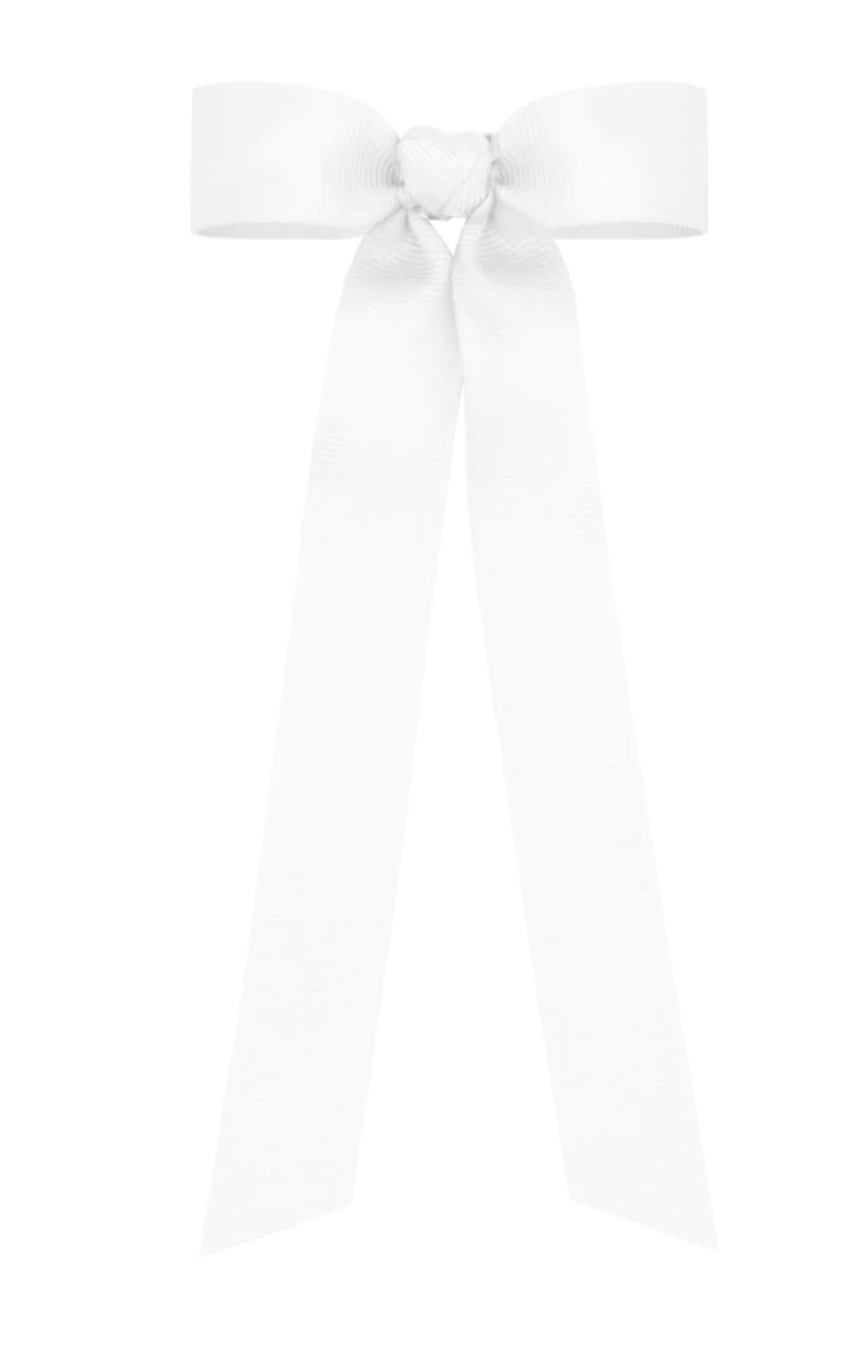 White Hair Bowtie with Knot Streamer