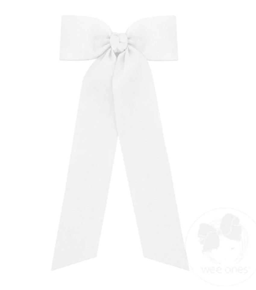 White Hair Bowtie with Knot Streamer