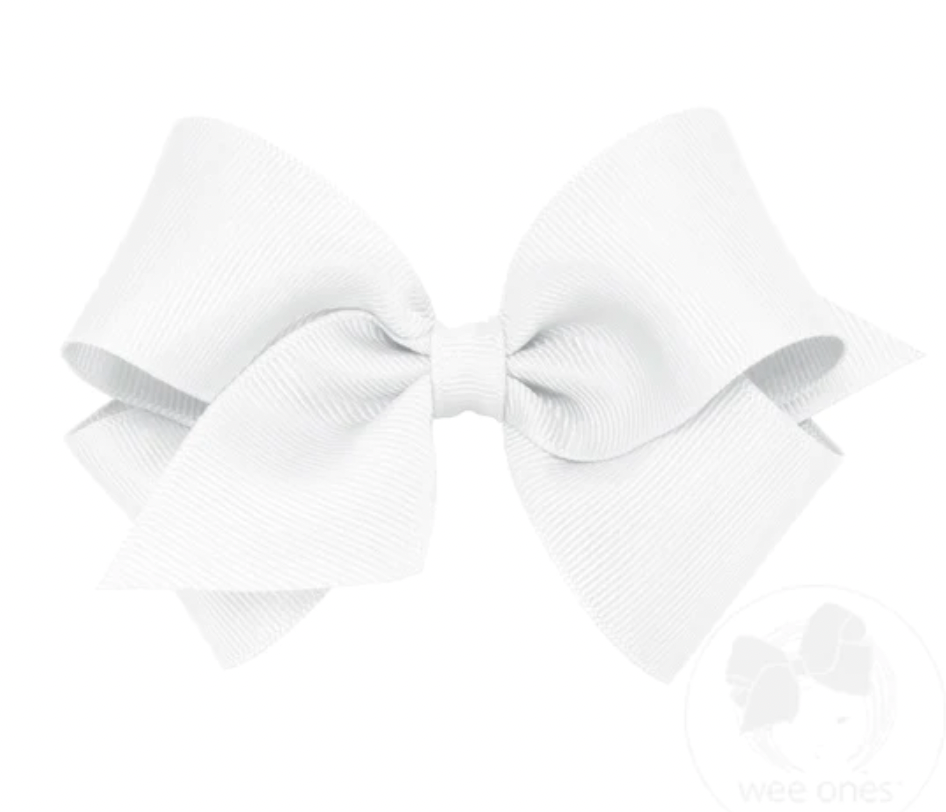 Solid Grosgrain Basic Bow - White