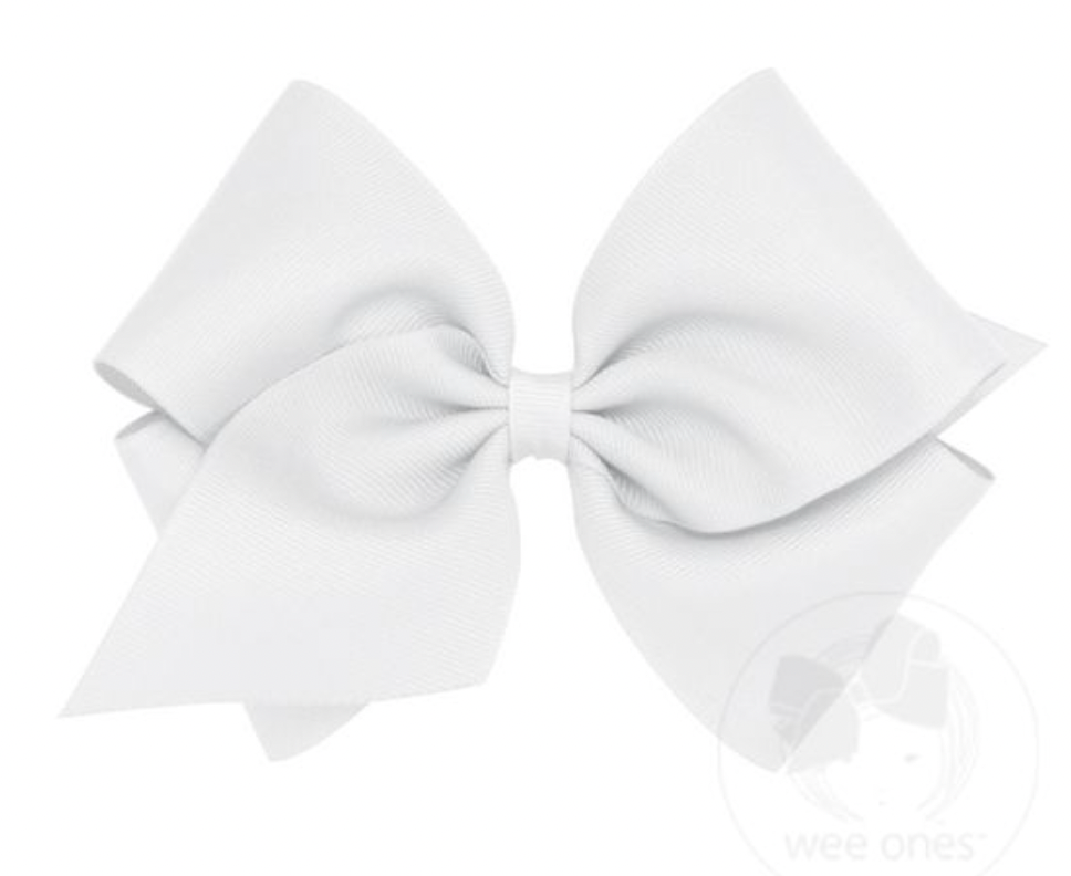 Solid Grosgrain Basic Bow - White