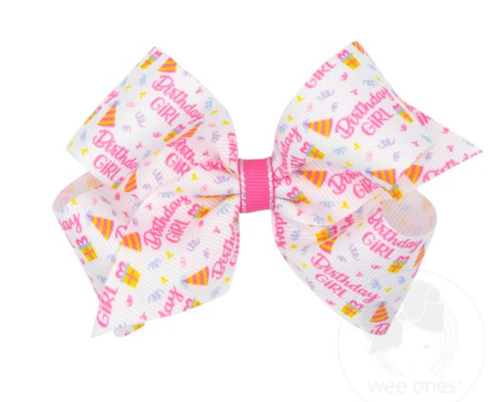 'Birthday Girl' Printed Grosgrain Bow