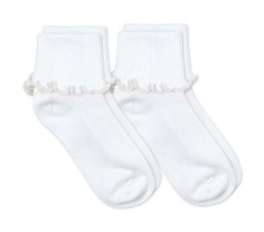 White/White - Ripple Edge Cuff Socks 2 Pack