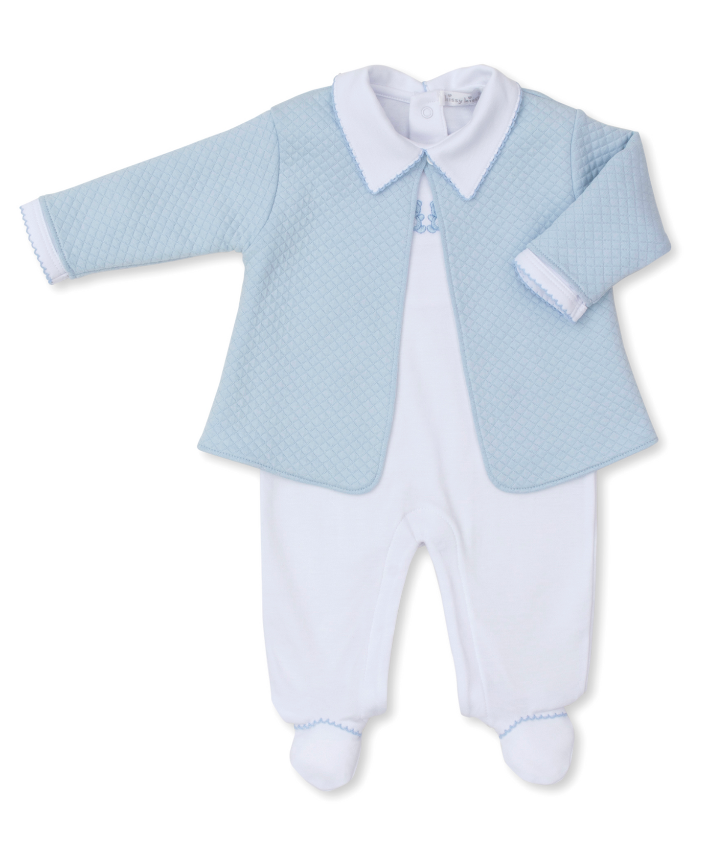 Light Blue Footie with Jacquard Jacket Set