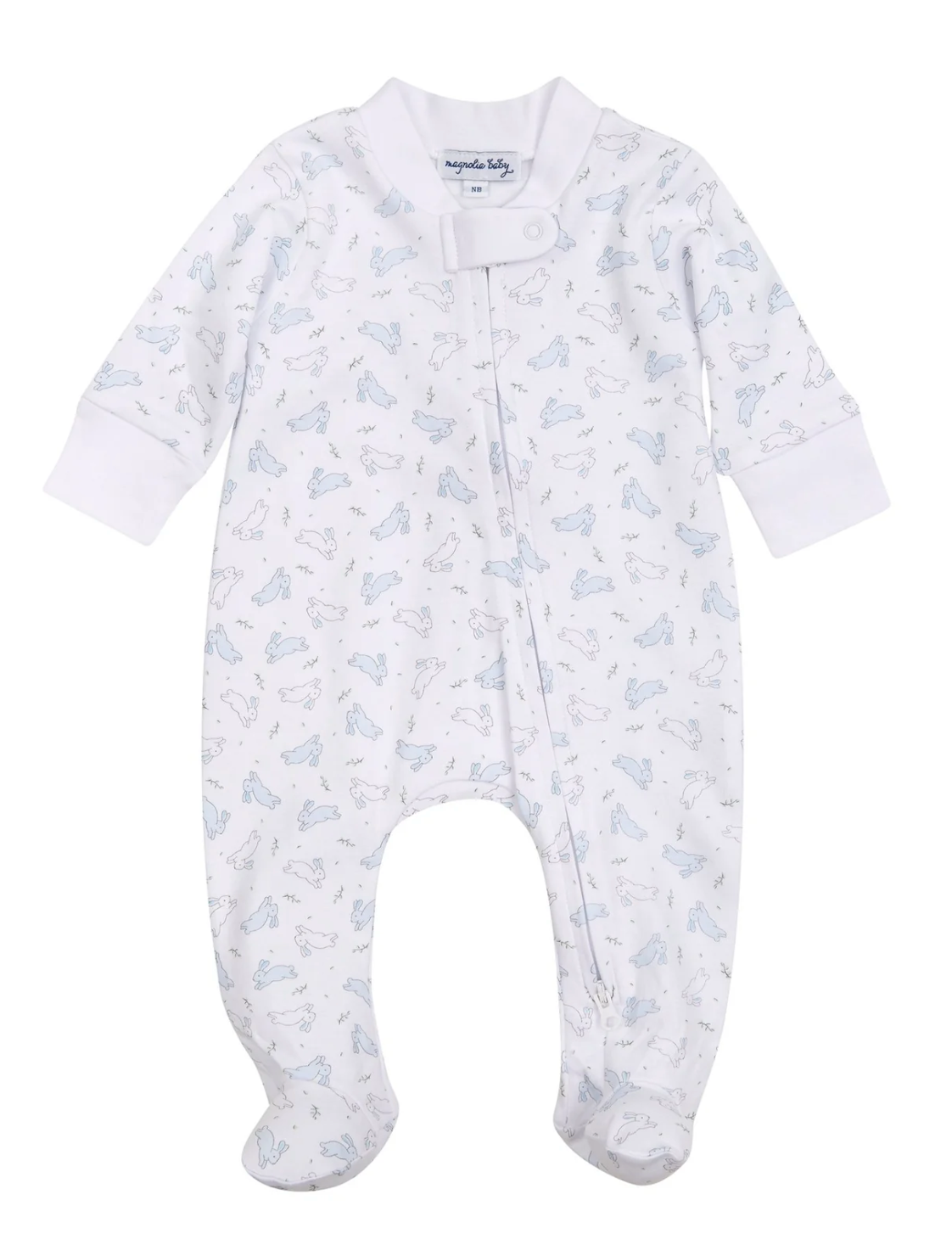 Bunny Hop Zipper Footie - Blue