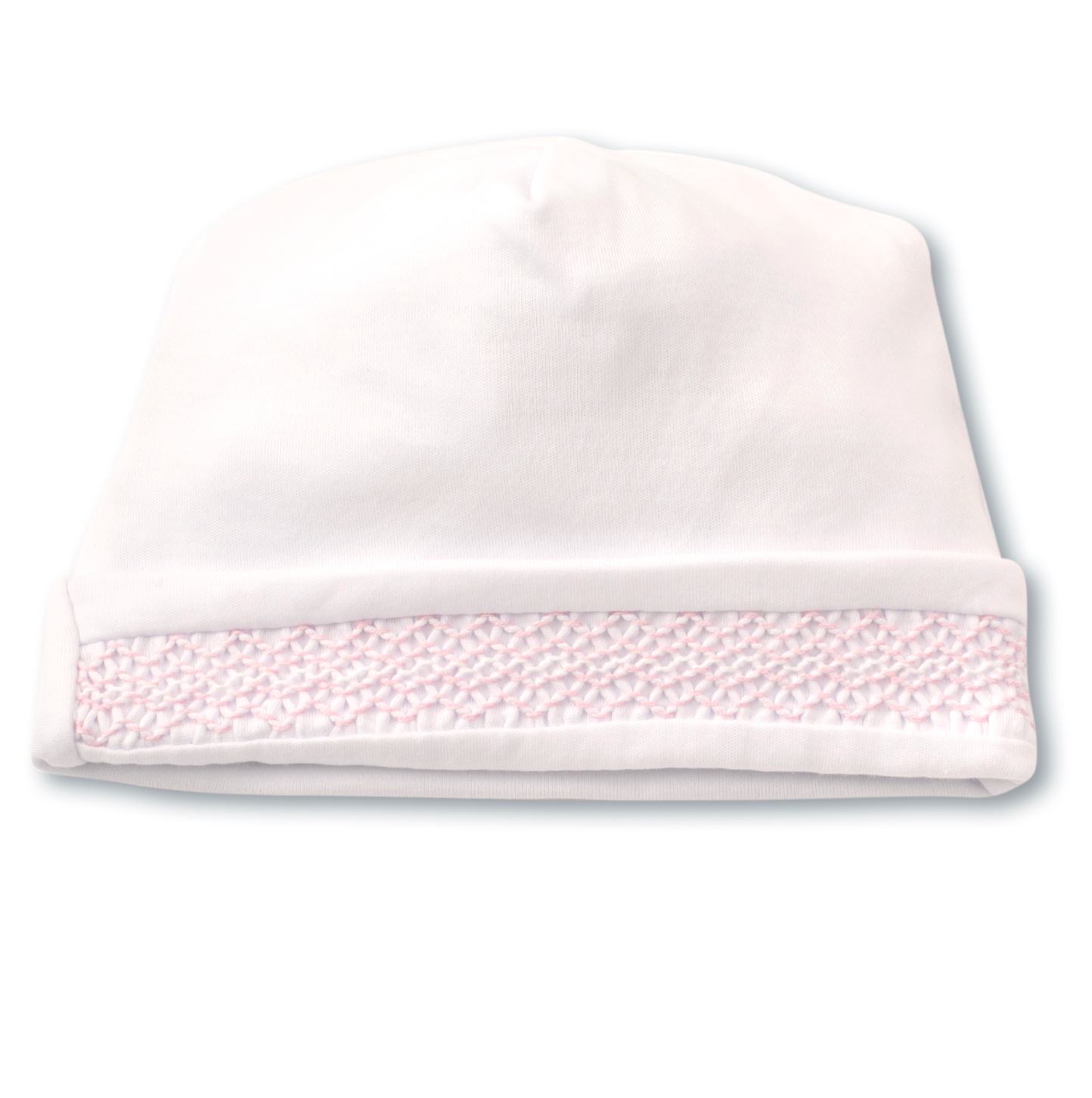 White Hat with Pink Smocking