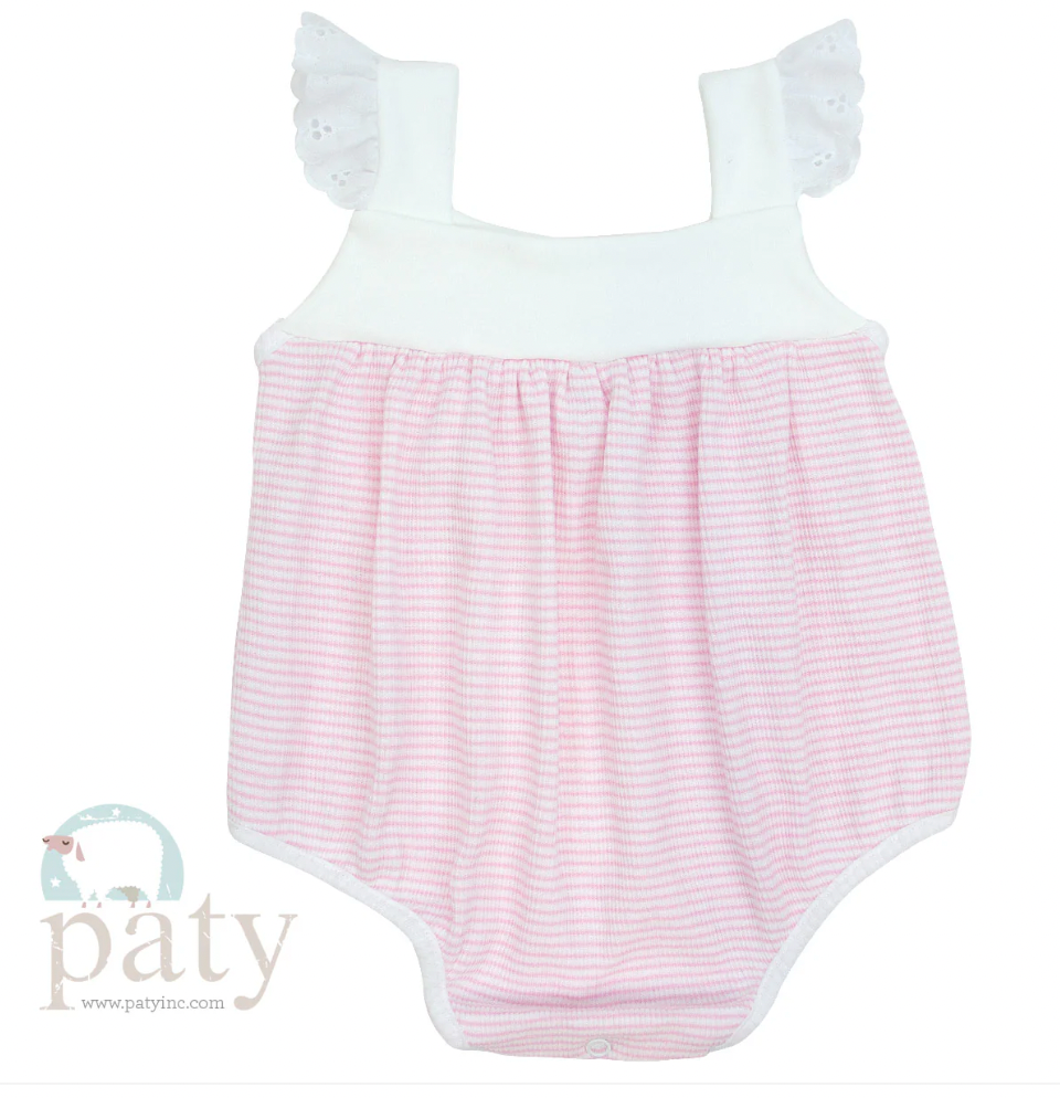Rib Knit Pink/White Sunsuit