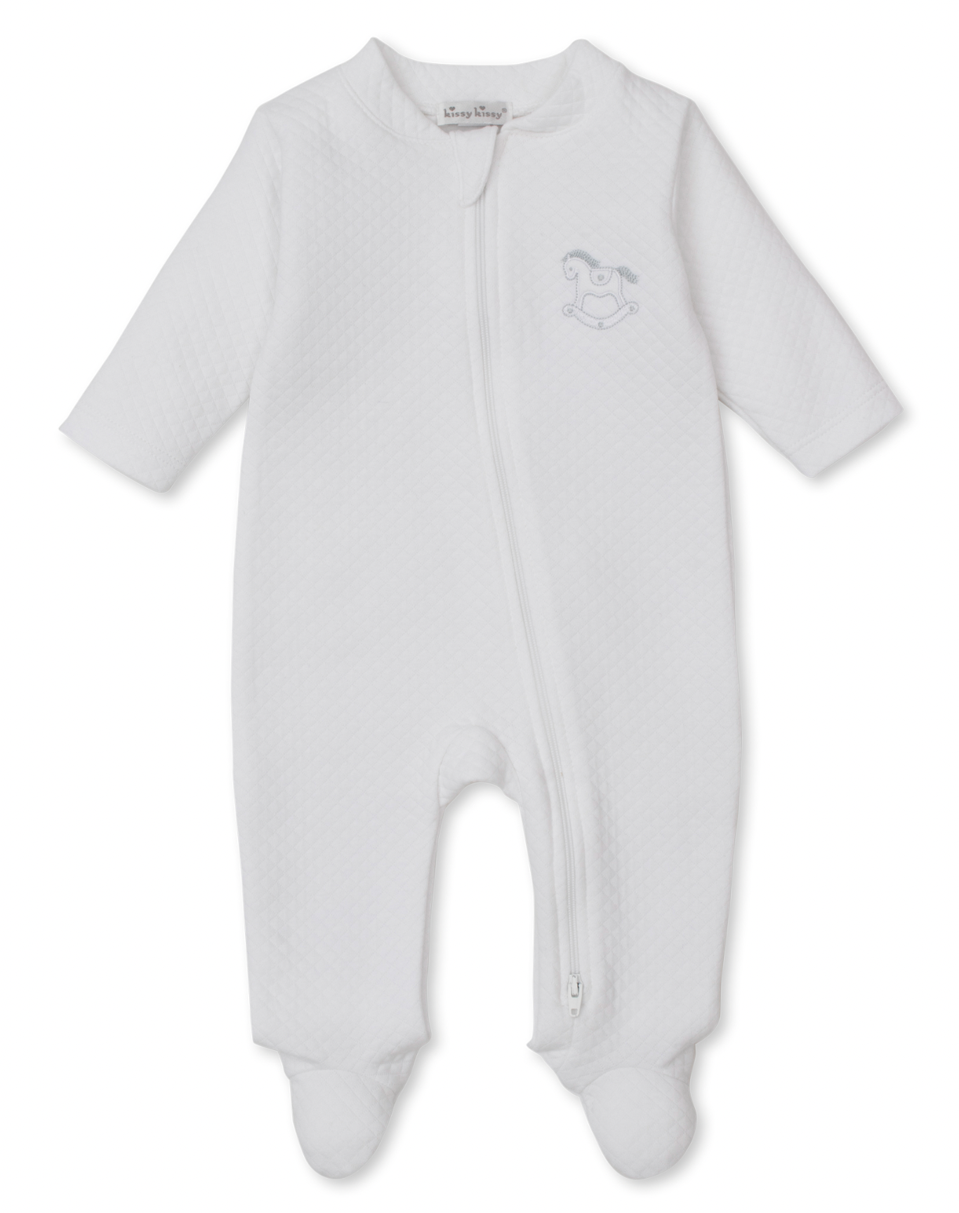 Jacquard White Footie with Zipper