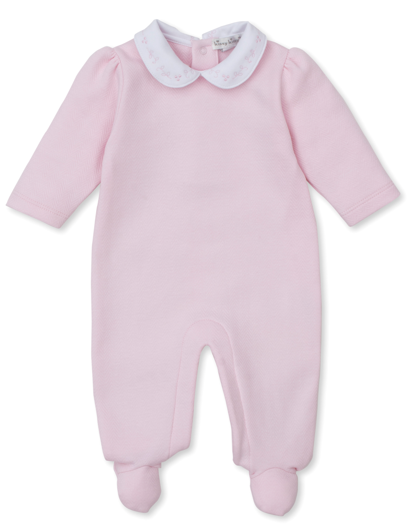 Pink Jacquard Footie With Collar Detail