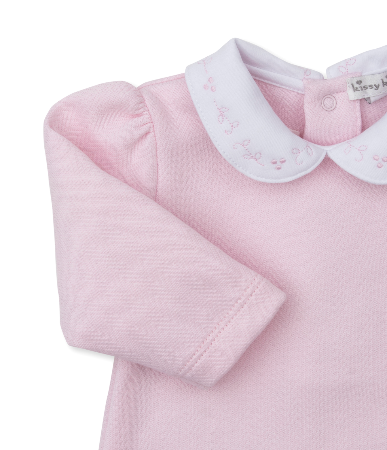 Pink Jacquard Footie With Collar Detail