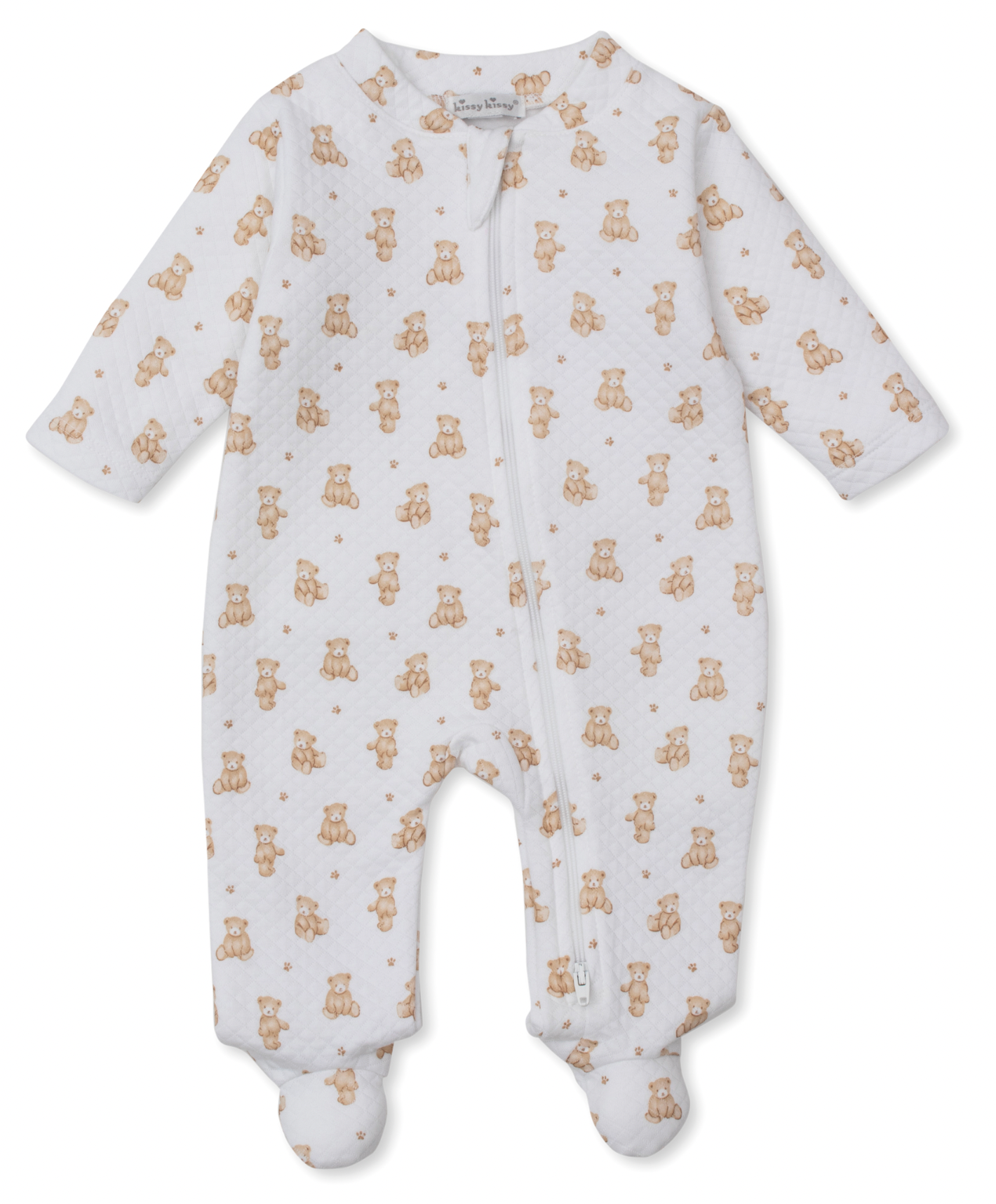 Bear Printed Jacquard Footie with Zipper