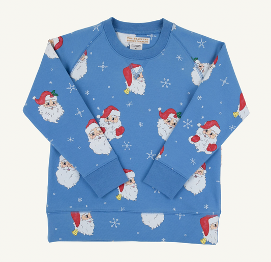 Cassidy Comfy Crewneck - Dear Santa -Barbados Blue