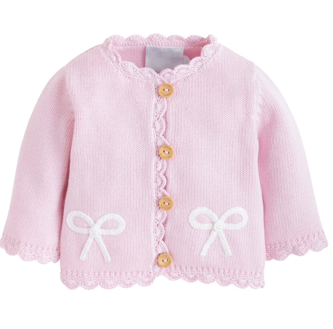 Crochet Cardigan - Pink Bow