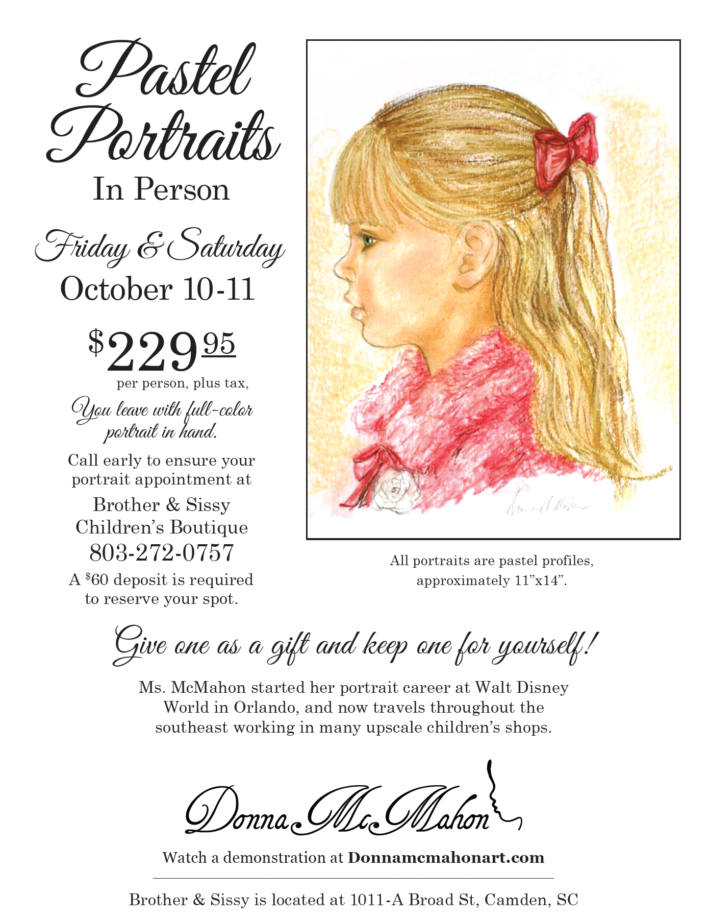 Pastel Portraits with Donna McMahon - OCTOBER 11th