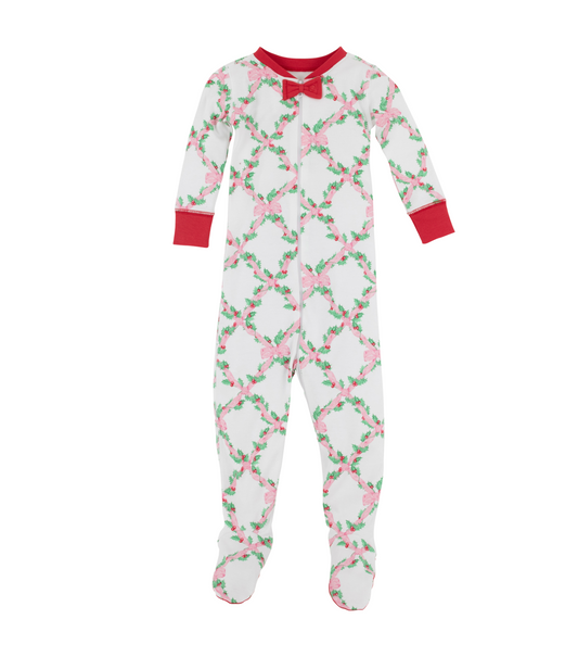 Noelle`s Night Night Footed - Holly-Day/Richmond Red