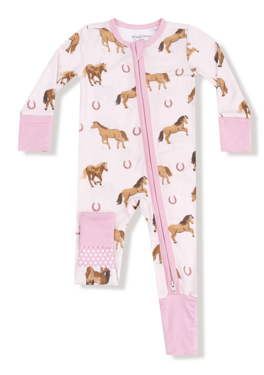 Horses - Pink - 2 Way Zipper Romper