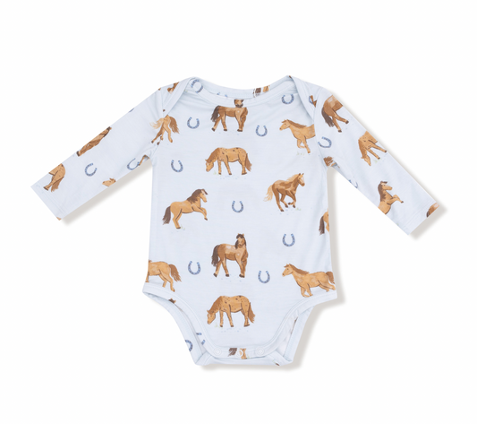 Horses - Blue - Lap Shoulder Bodysuit