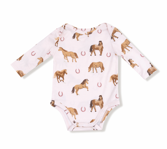 Horses - Pink - Lap Shoulder Bodysuit