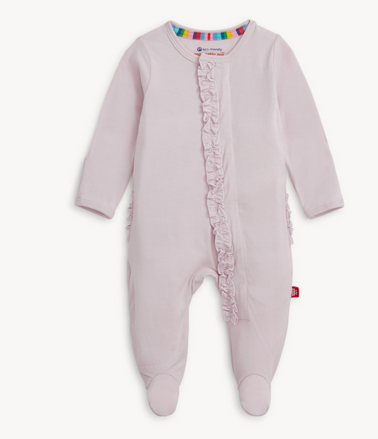 Grape Ice Modal Footie With Ruffles