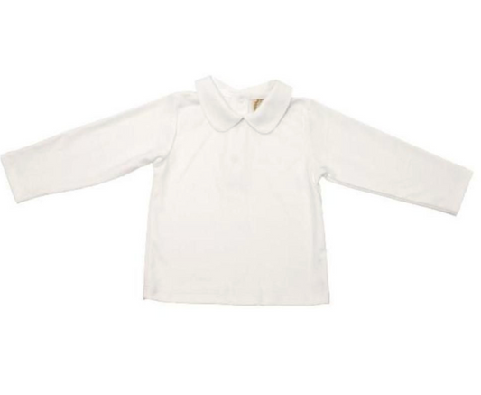 Peter Pan Collar LS Onesie/Shirt - Worth Ave White