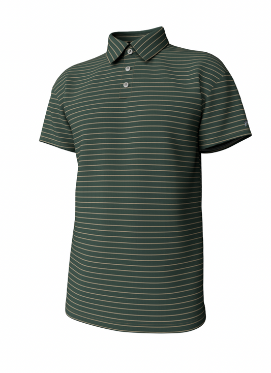 Horizon Stripe Performance Polo - Duck Green/Sandstone