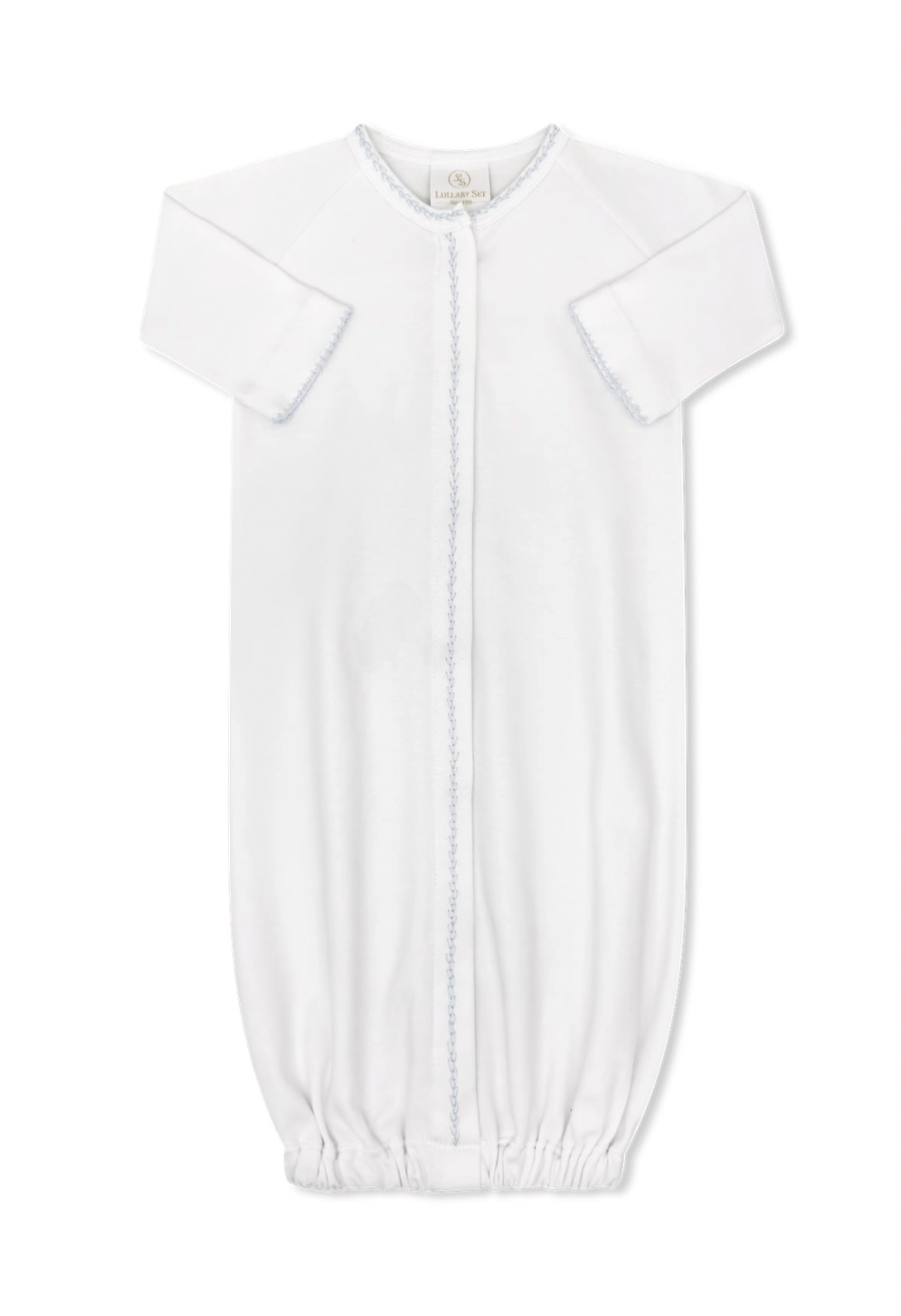 Snuggle Me Saque - Park White with Blue Featherstitching