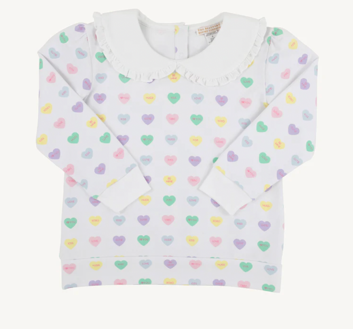 Maude`s Ruffle Cassidy Comfy Crewneck - We Heart You/Palm Beach Pink
