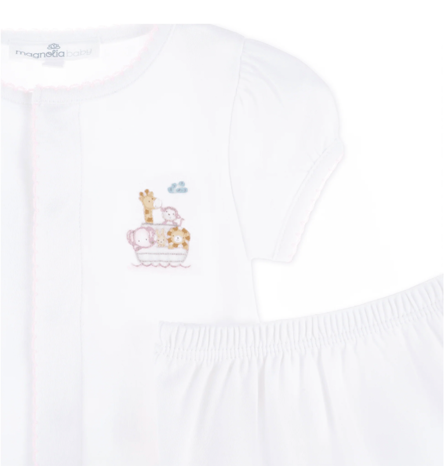 Noah's Ark Ruffle Diaper Cover Set- Pink