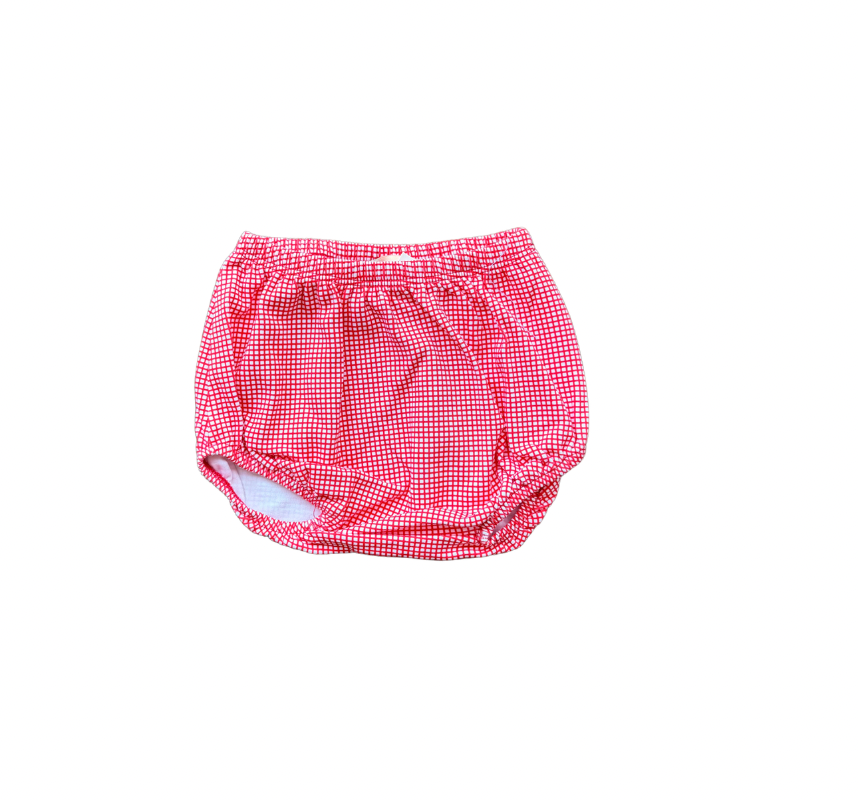 Boy's Red Gingham Print Diaper Cover