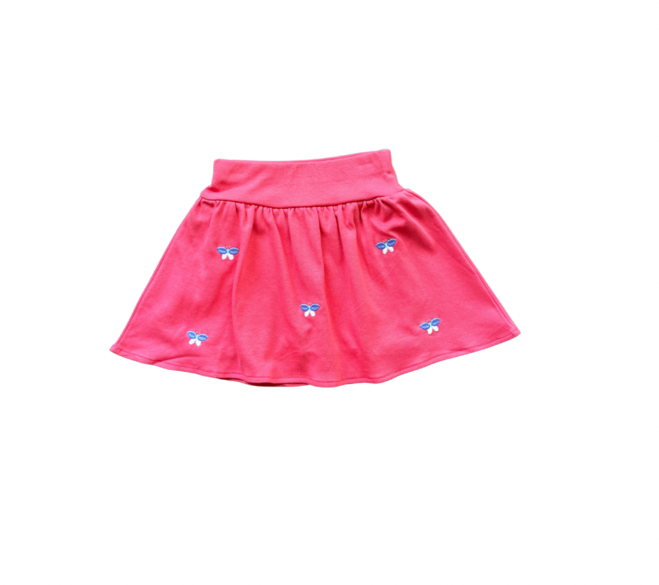 Red Skort w/ Embroidered Butterflies