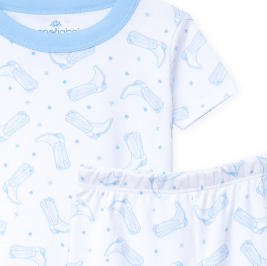 Darling Cowboy Boots Short Pajamas - Light Blue
