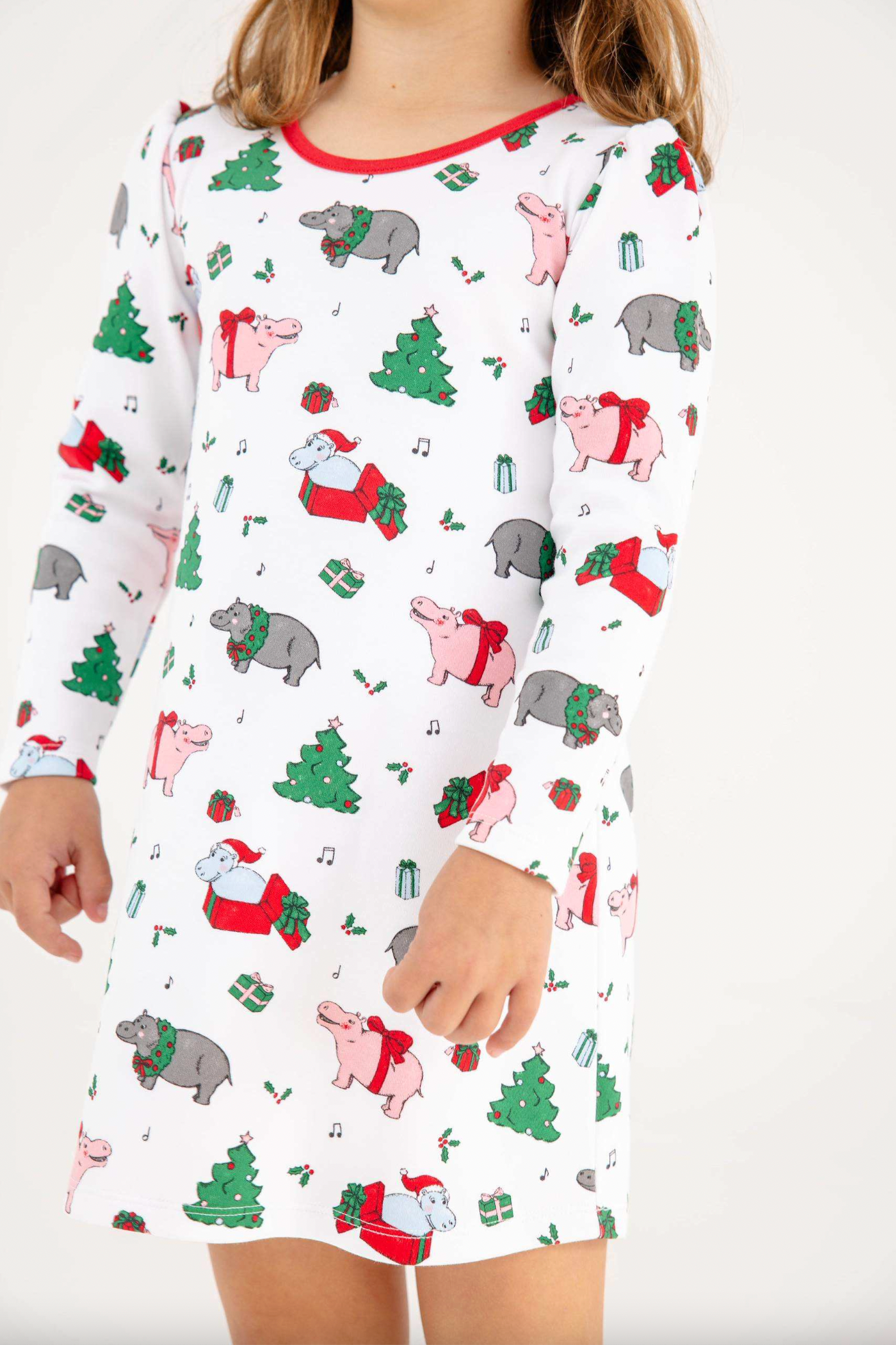 LS Penny's Play Dress - Heavy Weight- I Want a Hippopotamus/Richmond Red
