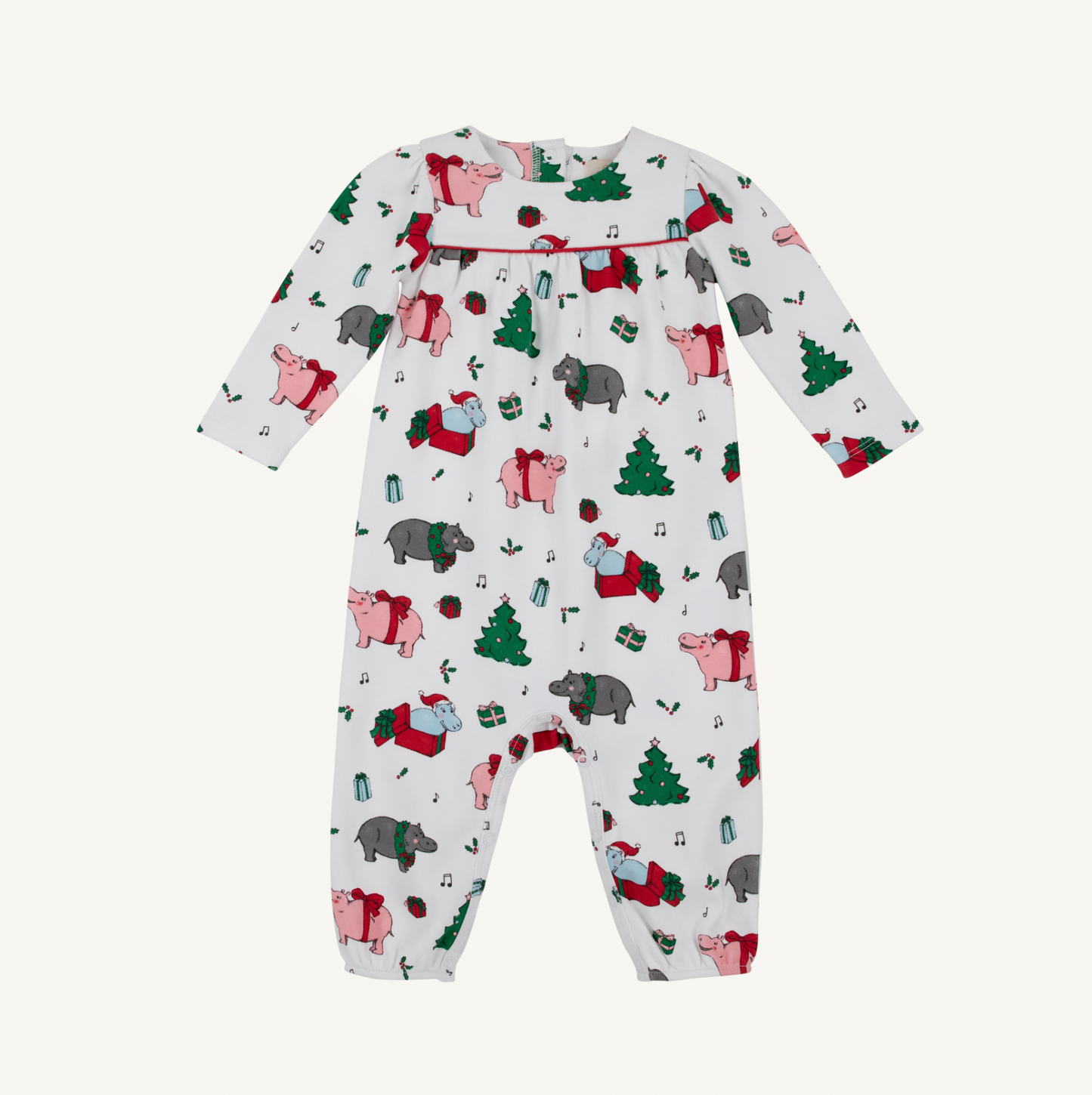 LS Penny's Playsuit - Heavy Weight- I Want a Hippopotamus/Richmond Red
